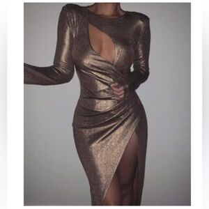 New Bronze Beatriz Keyhole Maxi Dress